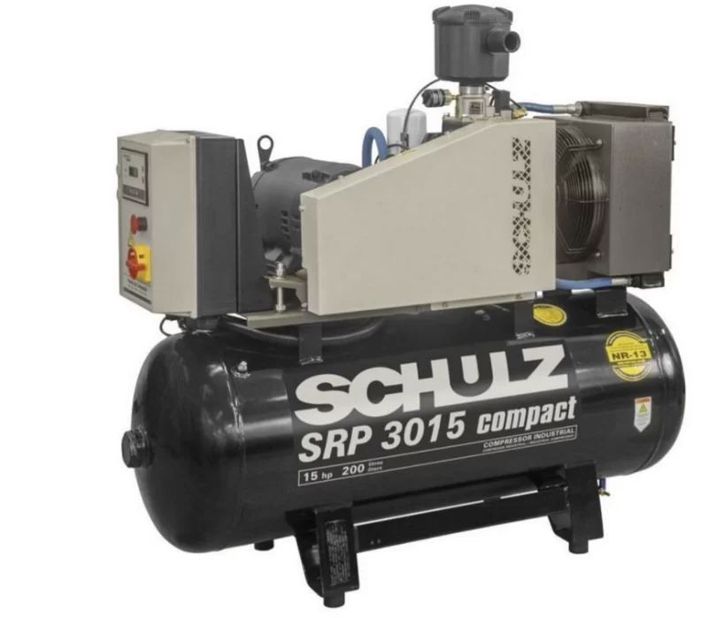 Schulz rotary screw srp 3015 compact- 15 hp-59 cfm 3 phase 208/230/460 volts