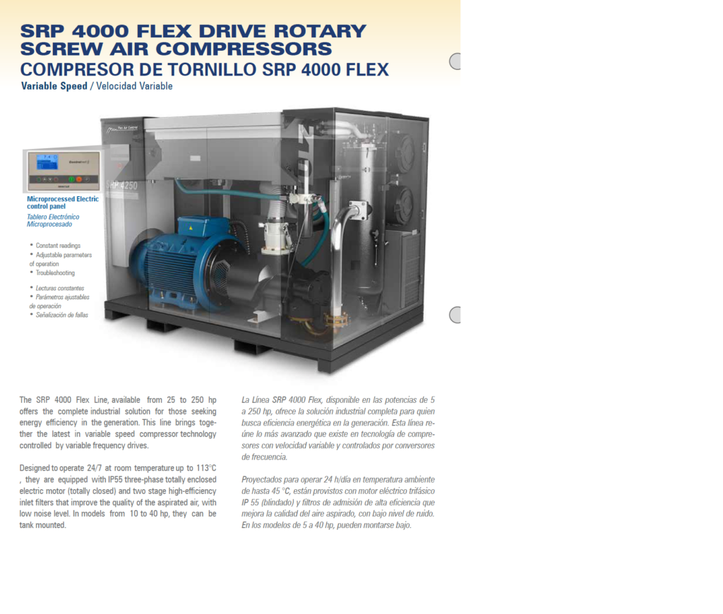 Schulz rotary screw srp 4250 flex 250 hp - variable speed 1141 cfm - 460 volts - Image 5