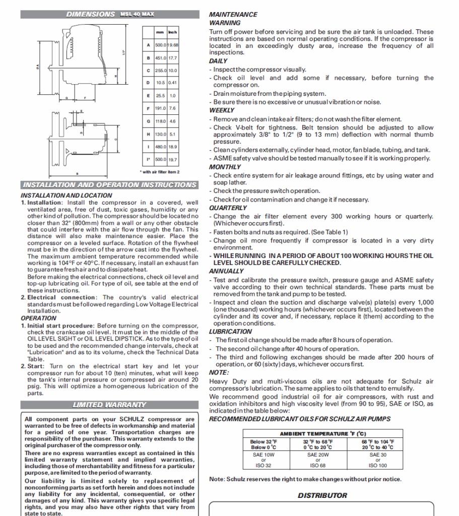 Schulz l series air compressor pump msl 40 max 10 hp - 40 cfm - Image 3