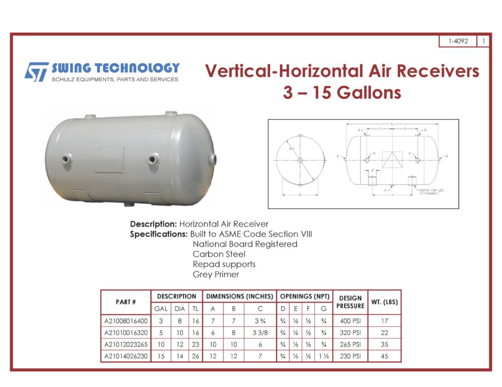 Vertical-Horizontal Air Receivers 3 – 15 Gallons - Image 2