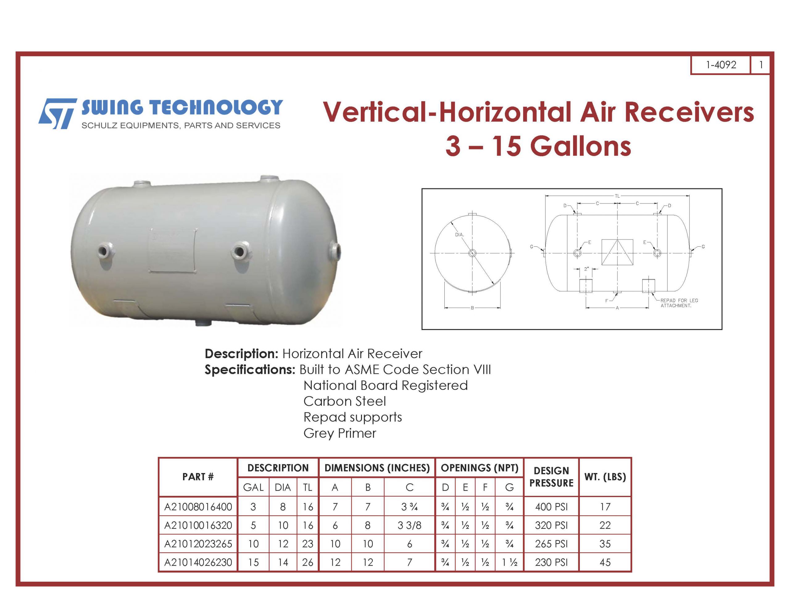 schuintrekken verkiezing Huh Vertical-Horizontal Air Receivers 3 – 15 Gallons – SWING TECHNOLOGY LLC