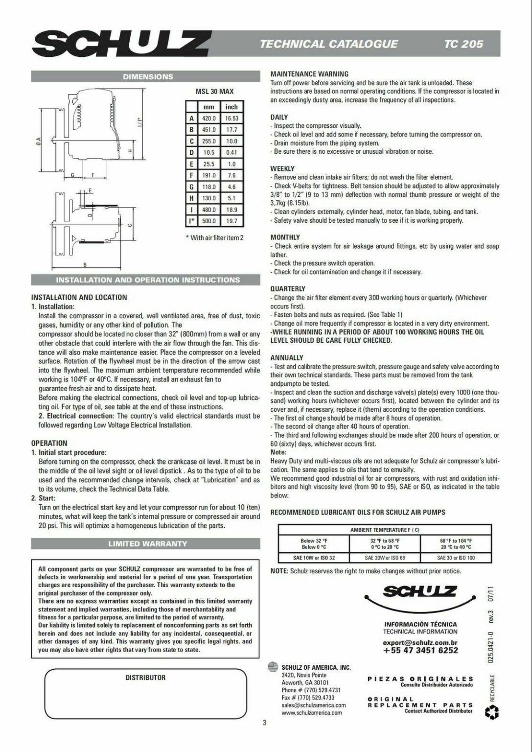 13 HP SCHULZ GASOLINE 30 CFM 30 GALLON TANK 1330HL30X-G SCHULZ ENGINE - Image 2