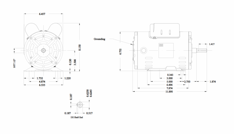 3 HP SINGLE PHASE ELECTRIC MOTOR 208/230 FRAME 56H SHAFT 5/8 3600 RPM - Image 2