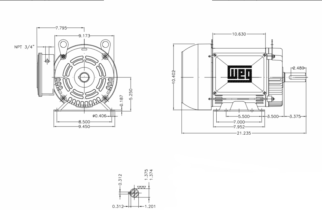 10 HP SINGLE PHASE ELECTRIC MOTOR 208/230 FRAME 213/5T 1720 RPM SHAFT 1 3/8 - Image 2