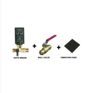Air Compressor Accessory & Installation Kit | Auto Drain, Ball Valve & Vibration Pads